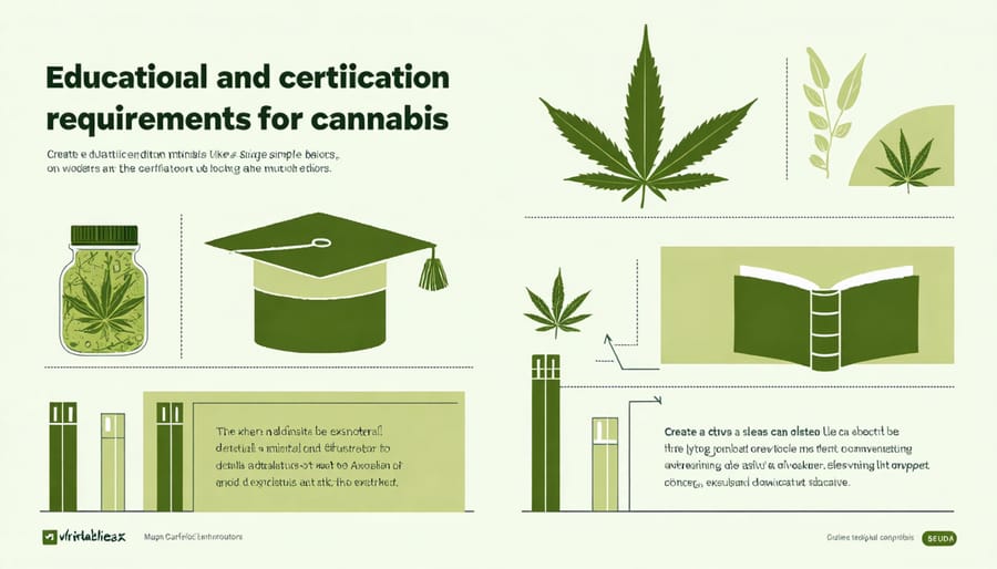 Visual diagram of required degrees, certifications, and experience needed for cannabis education careers